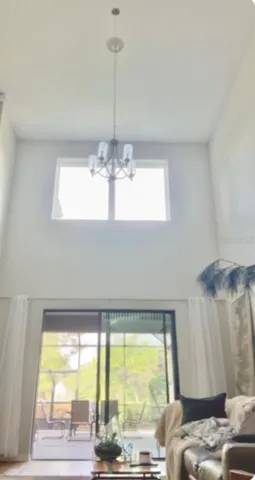 Lowering the chandelier