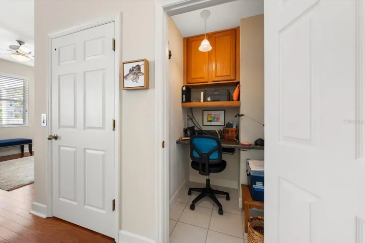 Smartly reimagined, this integrated office nook offers the perfect quiet workspace.