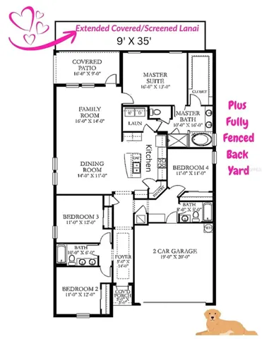 Floorplan: 10641 Bahama Woodstar (approximate measurements, please verify)