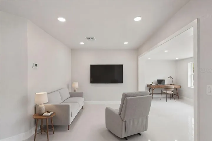 Virtually staged as family room and lakeside desk, room for additional furniture