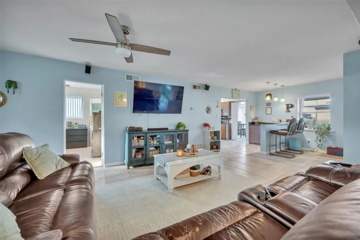 Spacious family room / living room with additional space for a reading space or office.