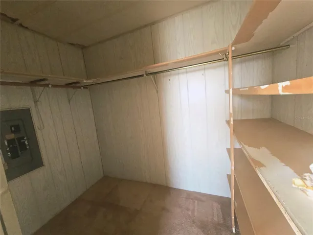 with a large walk in closet