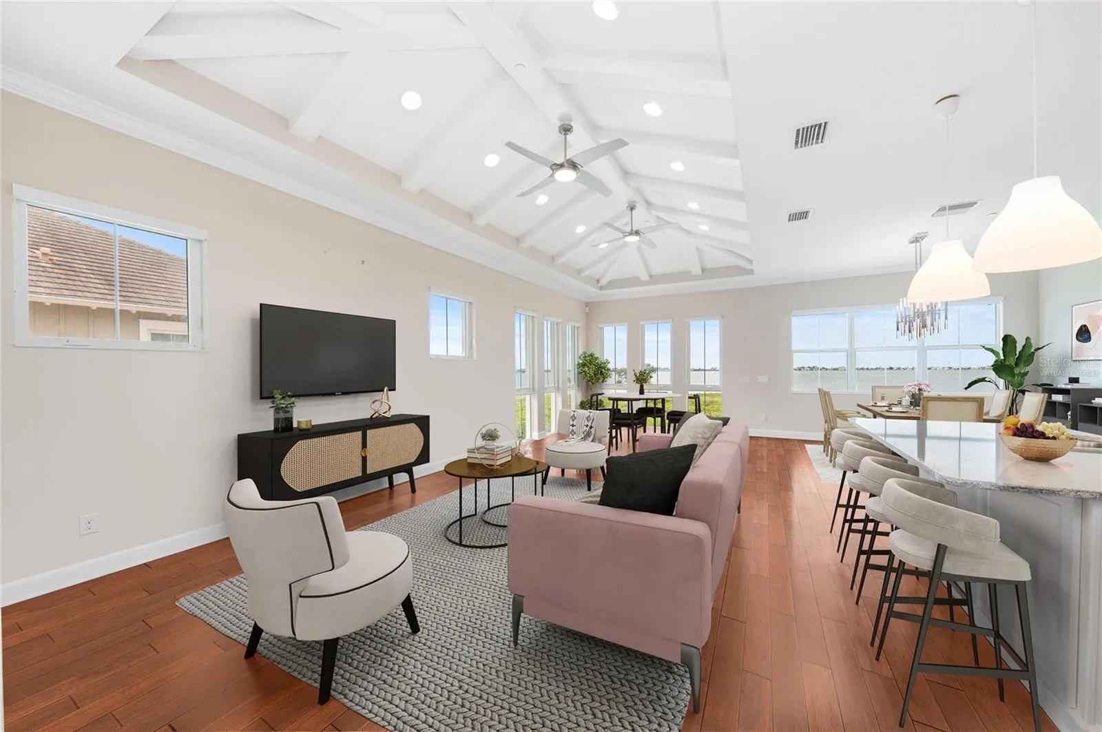 Virtually Staged. Living area with Anna Maria Sound views!