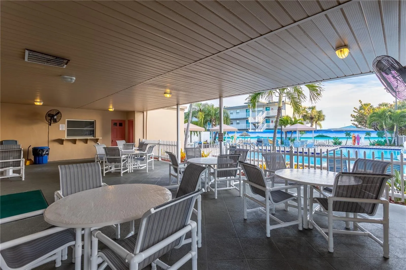 SHADED POOL AREA IN CLUBHOUSE
