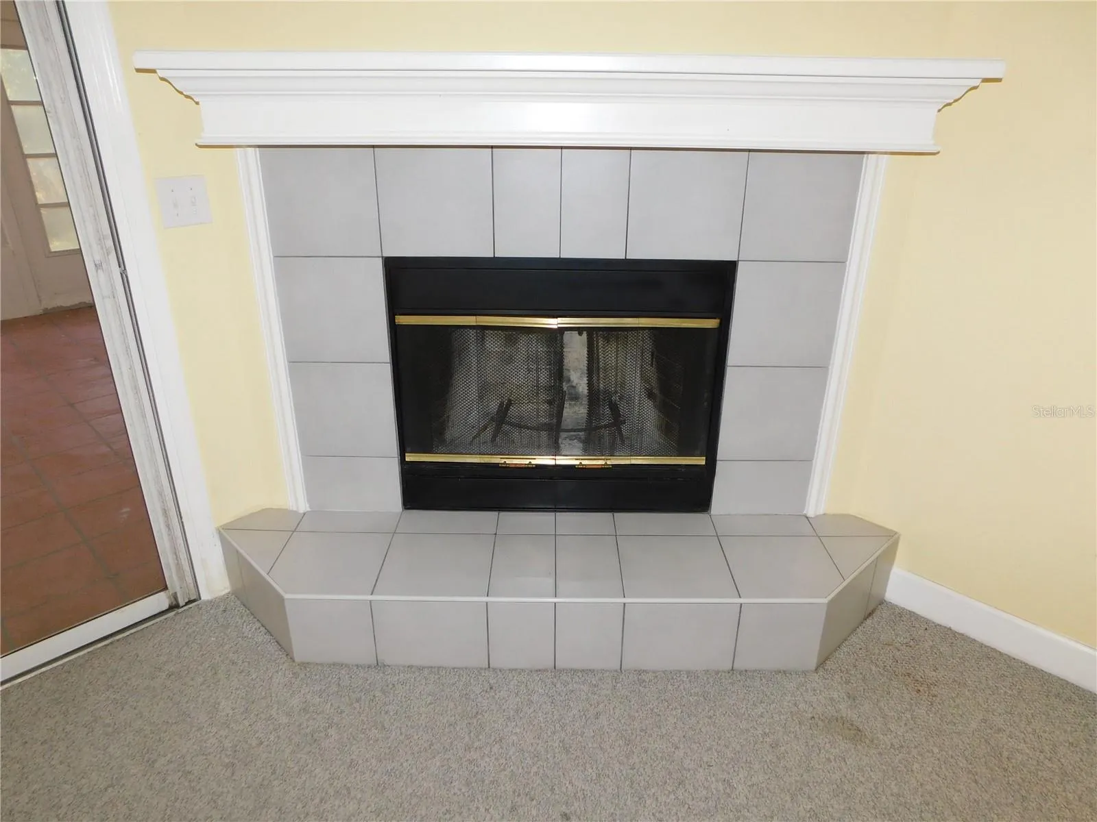 Wood burning fireplace in Family room