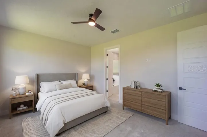 Virtually staged Master bedroom