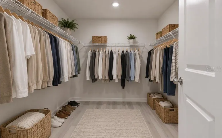 Virtually Staged Primary Closet