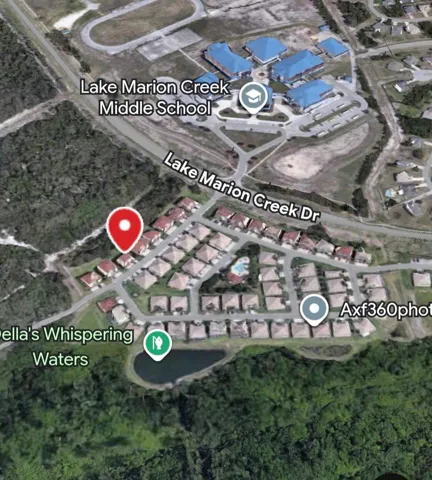 Aerial view showing distance to school.