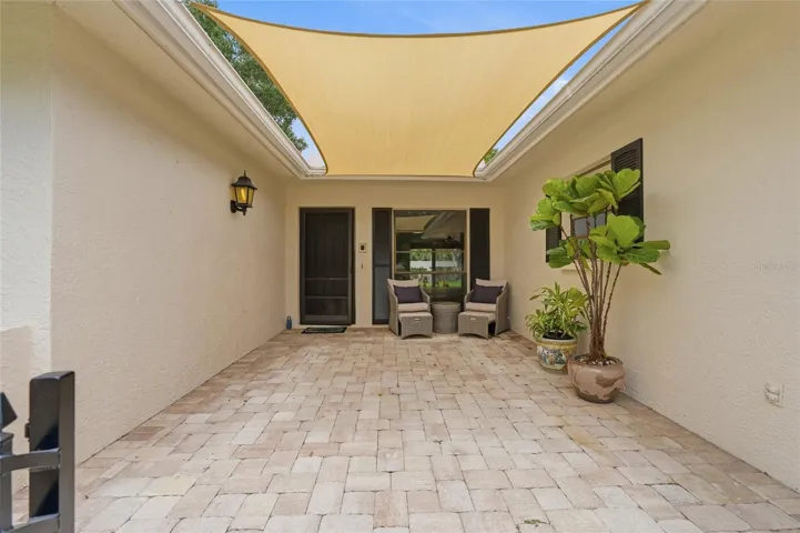 Shaded front courtyard