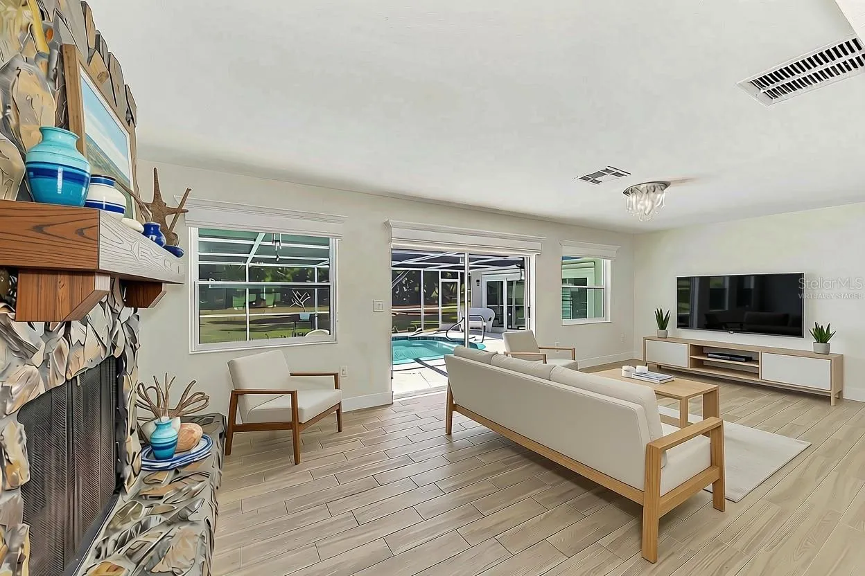 Family room virtually staged