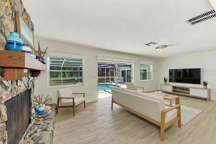 Family room virtually staged