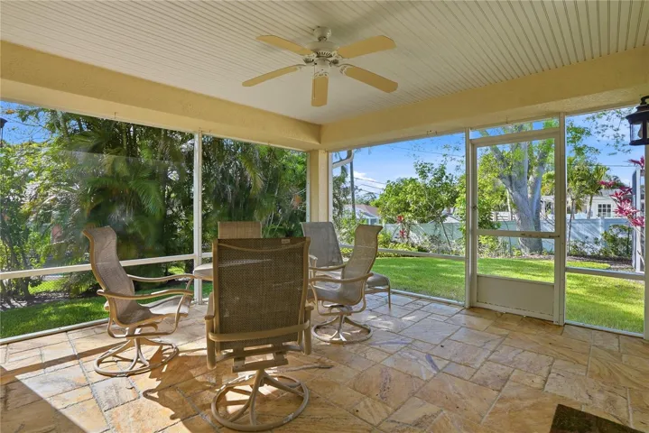 Back Screened in Patio with Fan