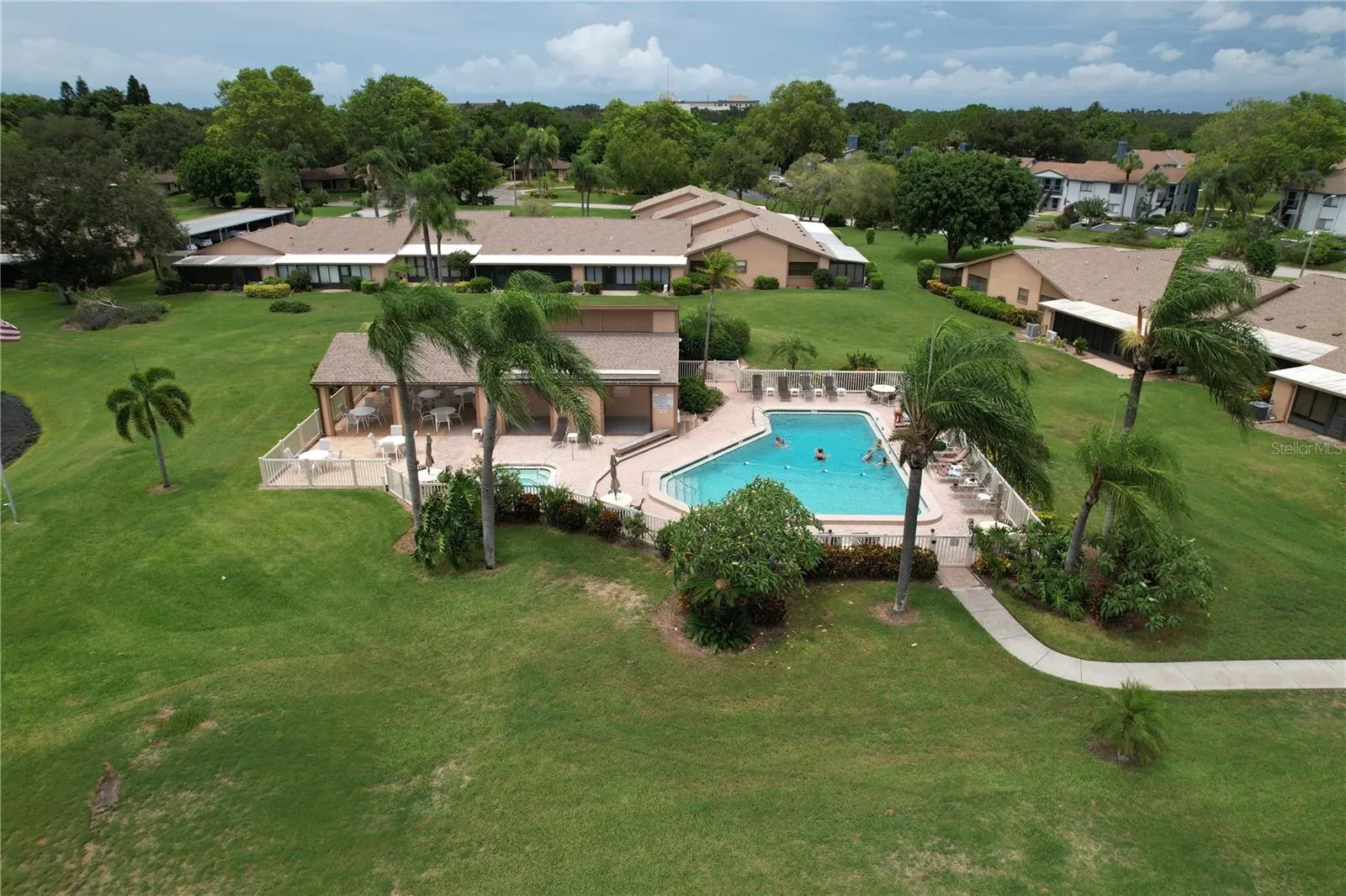 Aerial of pool and clubhouse