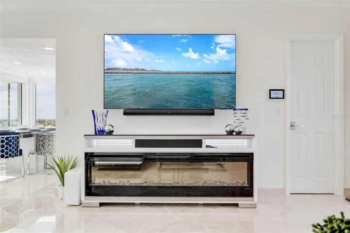 LED fireplace and T.V. with Sonos surround system