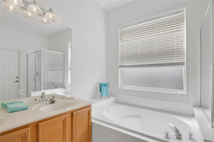 master bathroom with garden tub