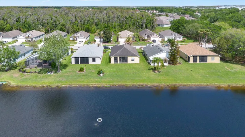 aerial view with pond