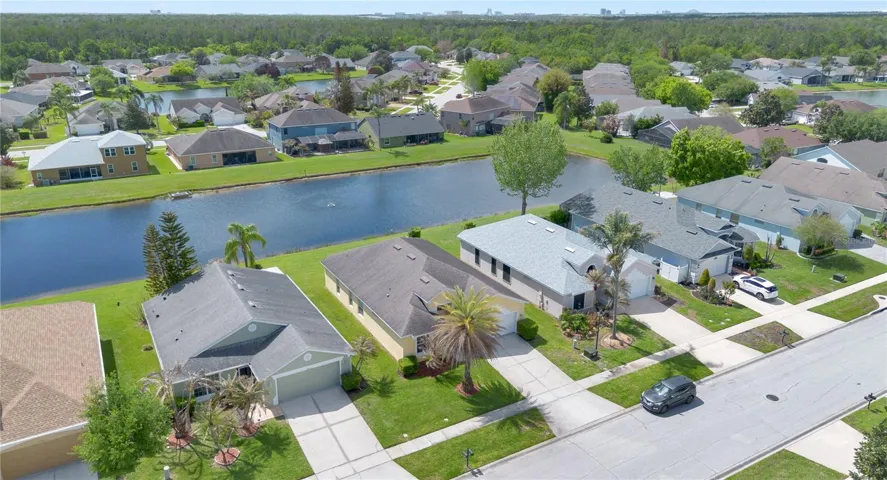 aerial view with pond
