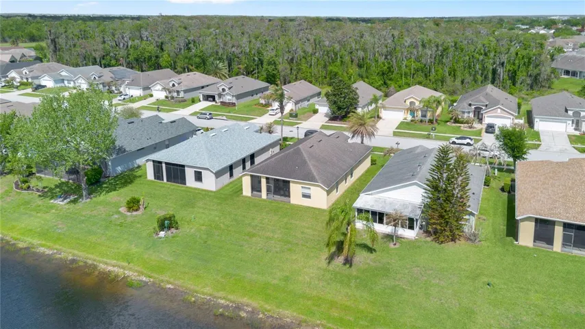 aerial view with pond