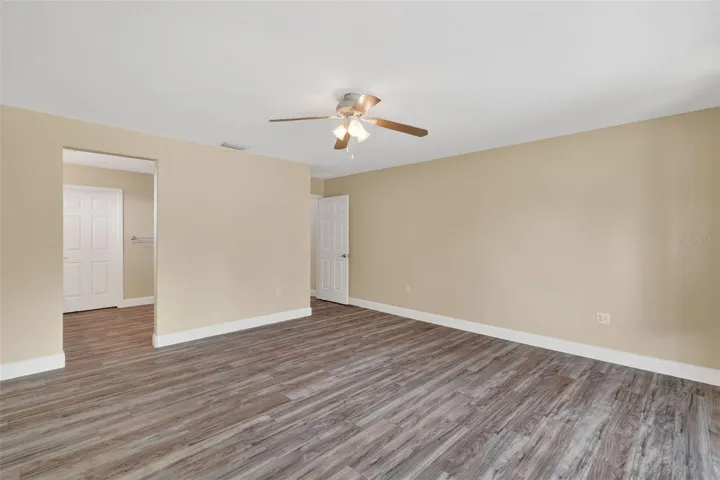 Primary suite looking toward bath