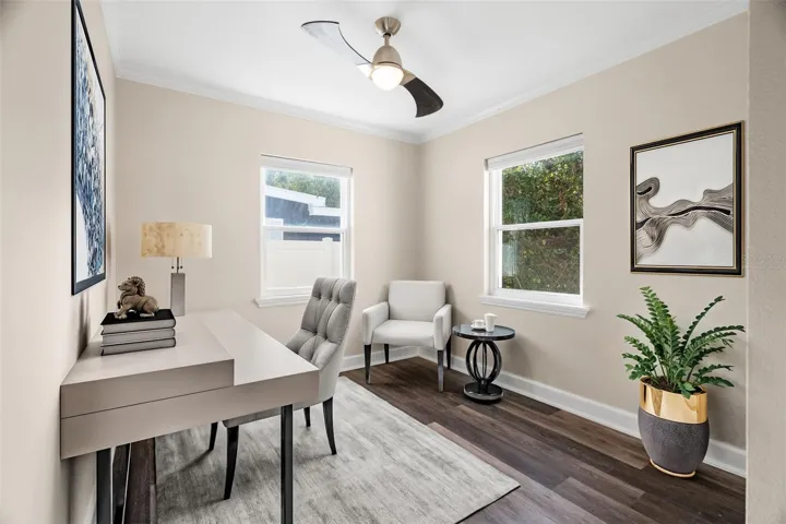 Virtually staged.  Second bedroom.