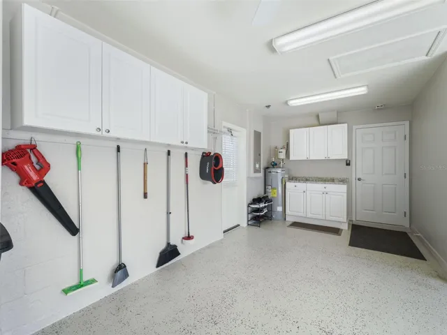 2 Car Garage w/Built in Cabinets & Counter