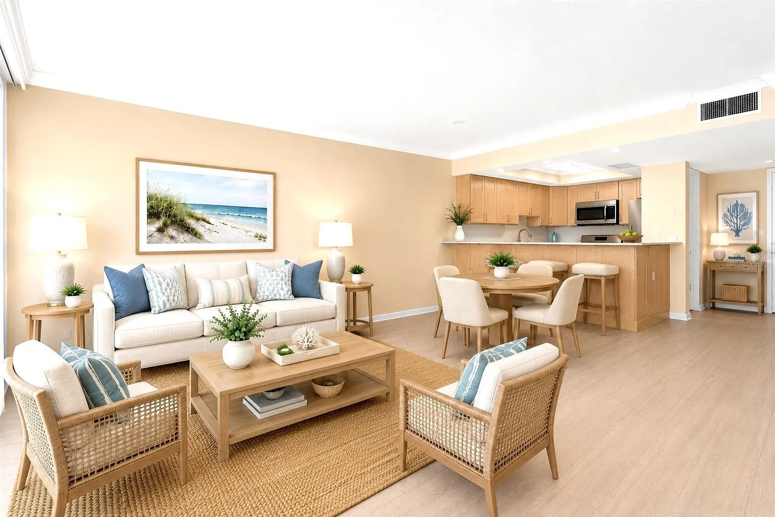 Living area virtually staged
