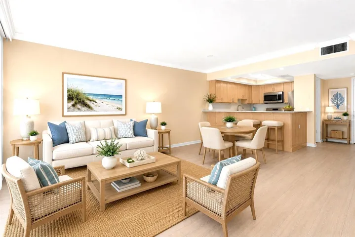 Living area virtually staged