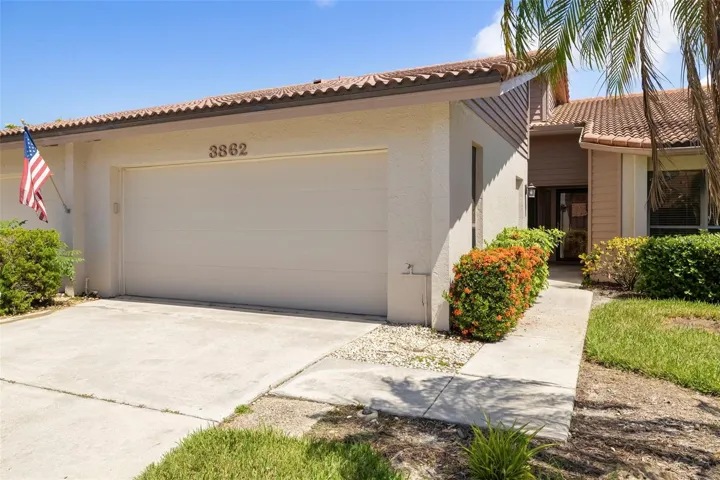Front of residence with garage