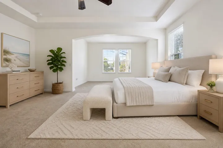 Primary Bedroom with spacious sitting area (Virtually Staged)