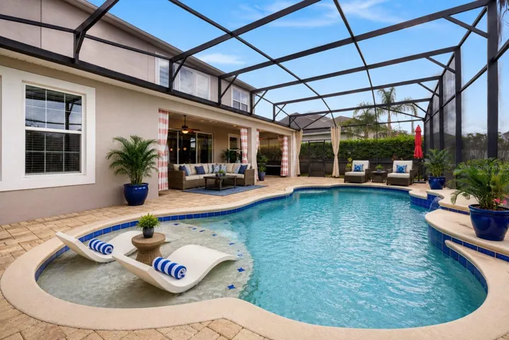 Virtually staged pool area