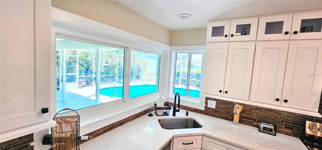 Cased Window View from Kitchen