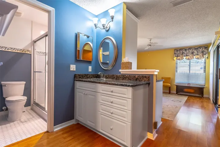 Primary Bathroom with Granite Counter Vanity