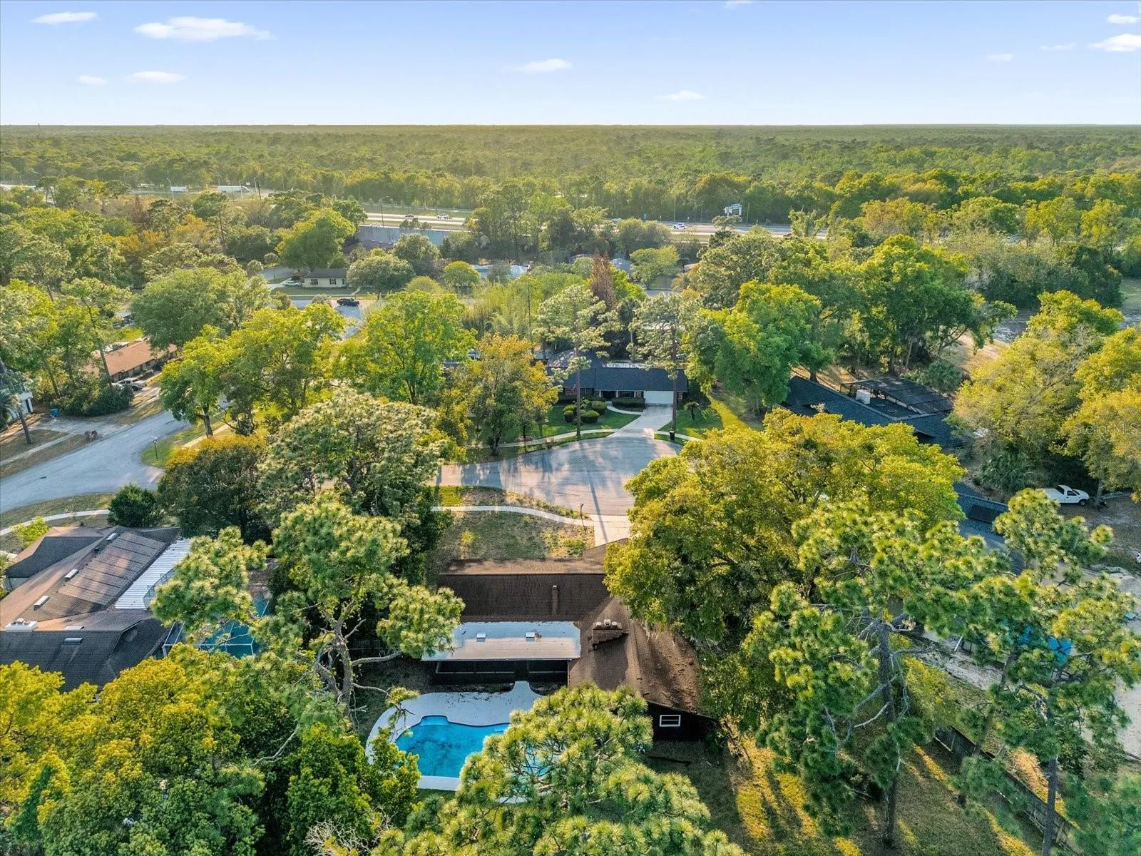 Aerial view from rear of the property.
