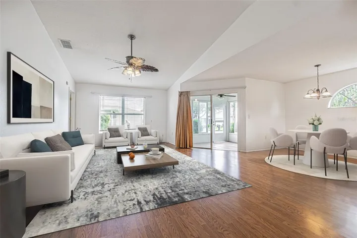 Cathedral ceiling and OPEN layout in this light, bright home!