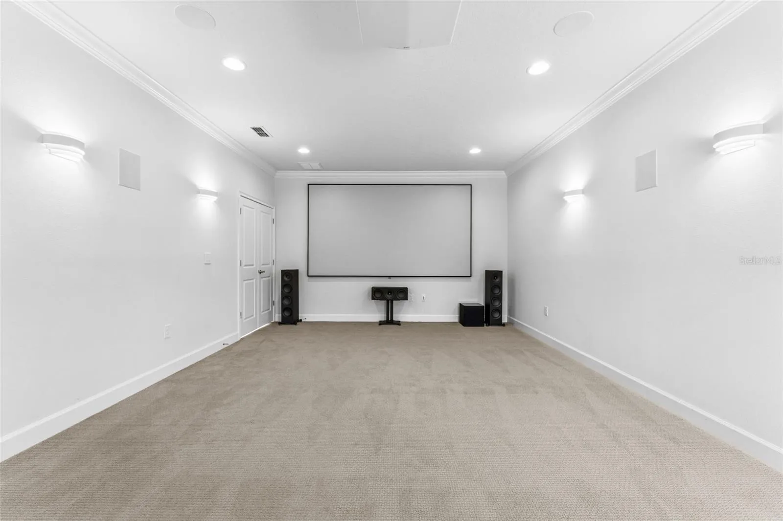 Theater room, theater equipment stays with the home.
