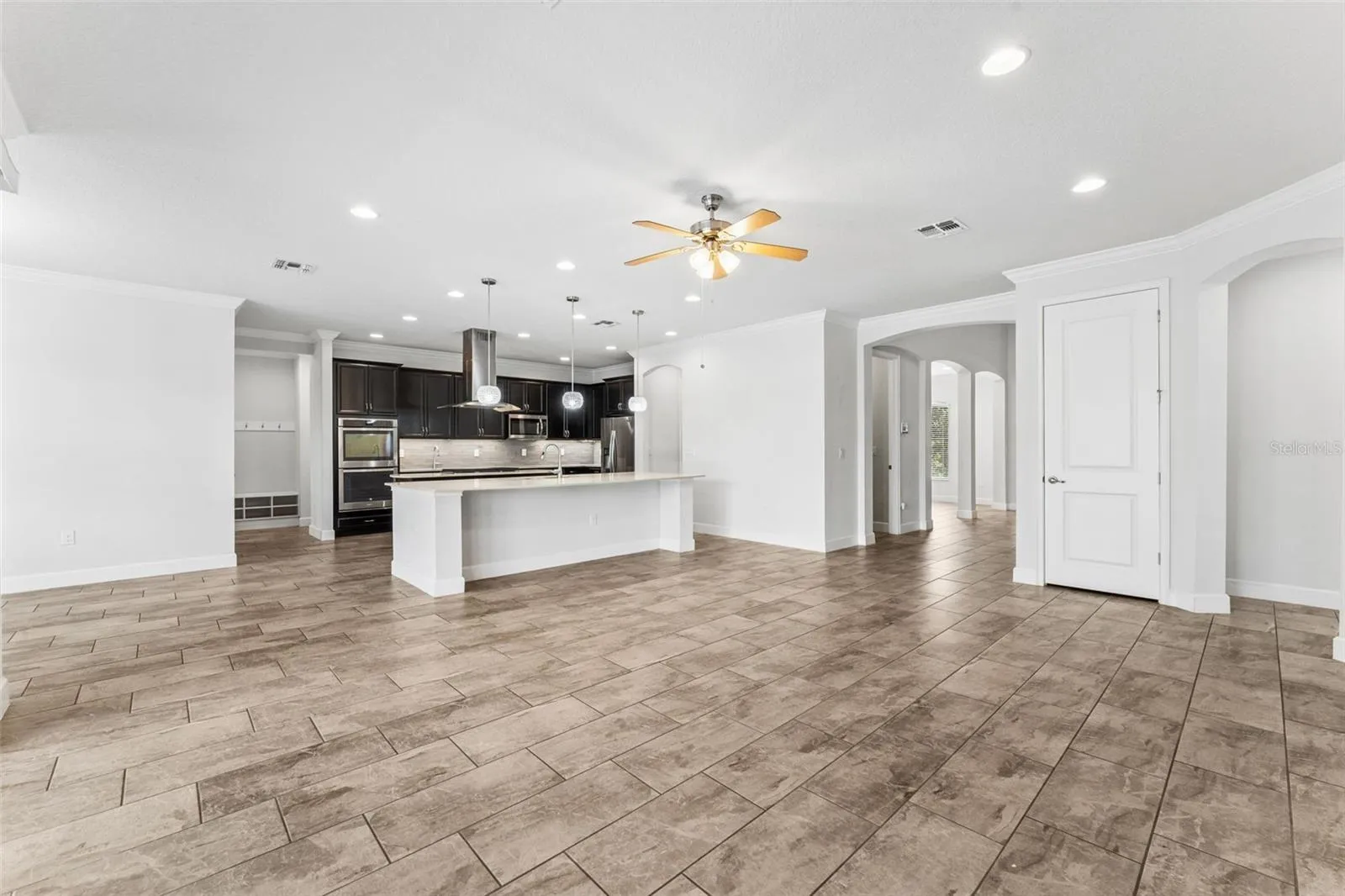 Open living room/kitchen.