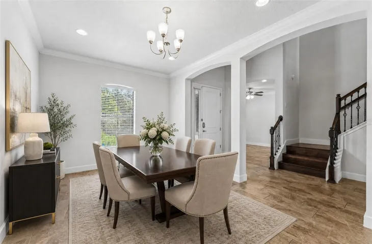 Host with ease in the formal dining space. Virtually Staged.