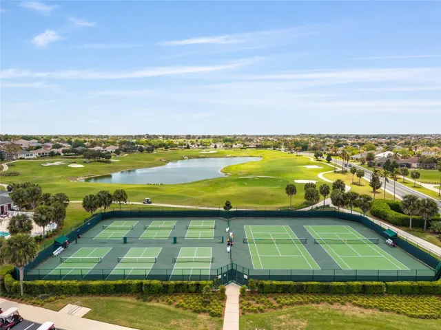AERIAL of nearby Bacall Recreation Center - closeup of the tennis and pickleball courts