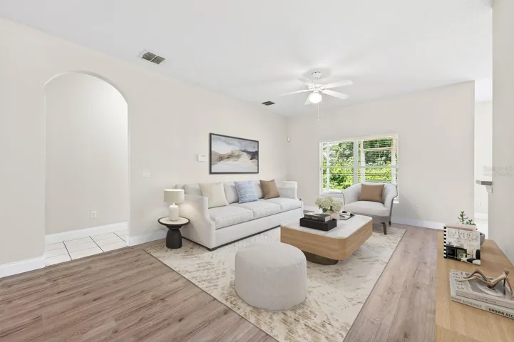 Spacious family room. Virtually Staged.