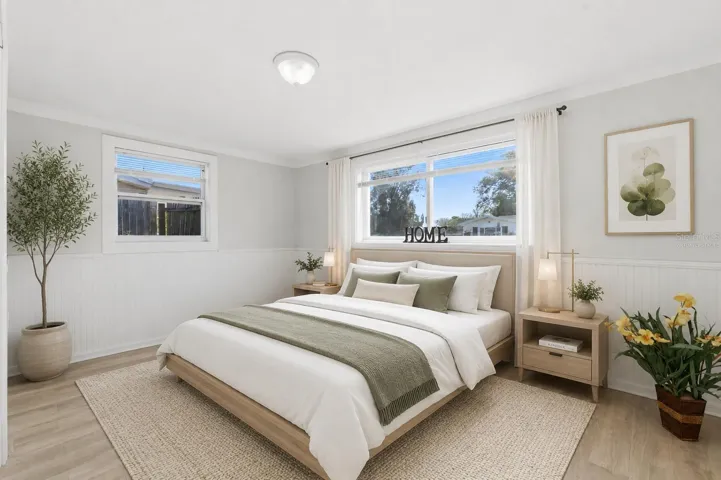 Virtually staged bedroom.