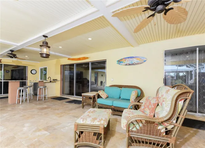 covered area outside by the pool