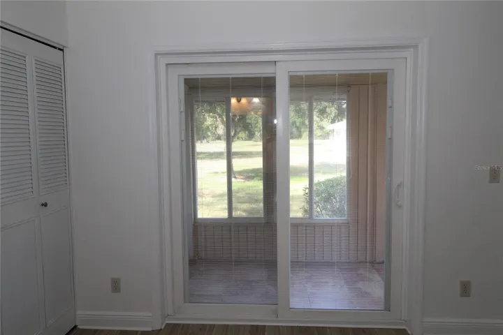 Quality sliding glass doors with built in blinds.