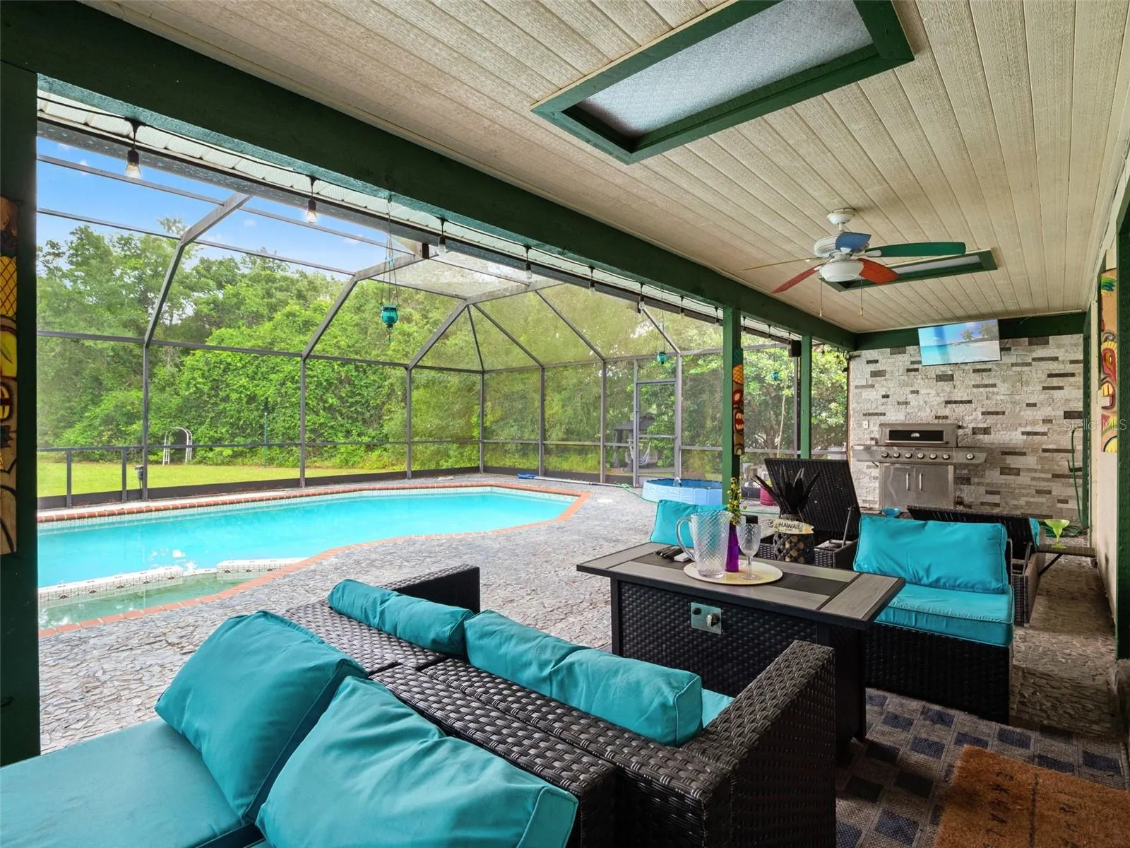 Covered Outdoor Living Area with Pool views