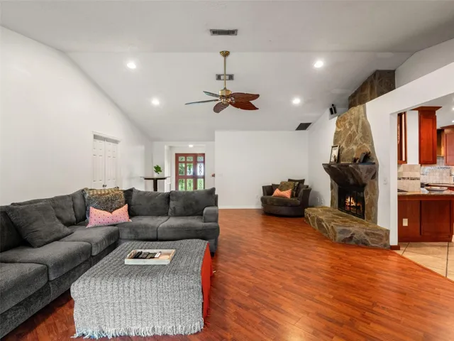 Open Living Area with Valtued Ceilings