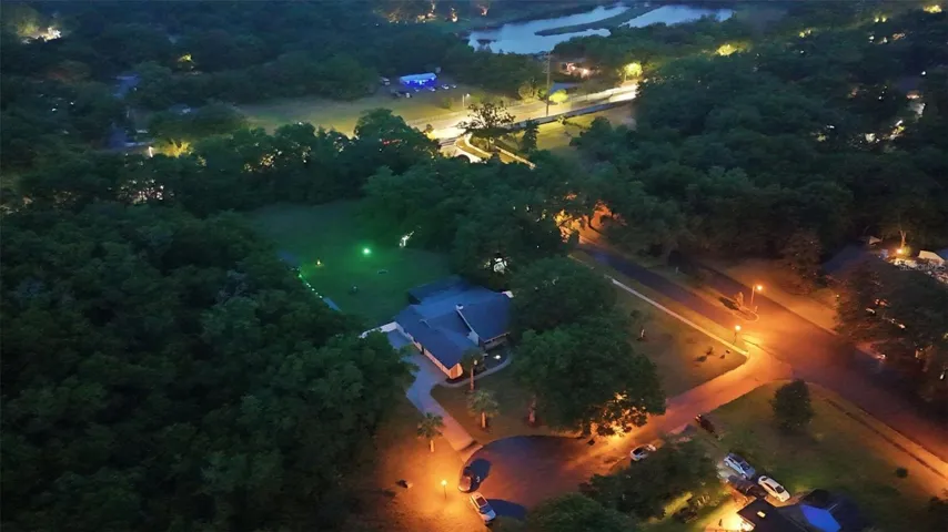 Twilight Aerial View of Private Estate &amp; Circular Driveway