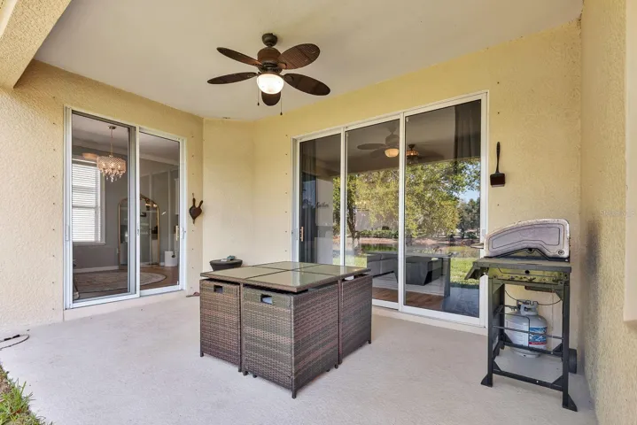 Facing into home back patio area.