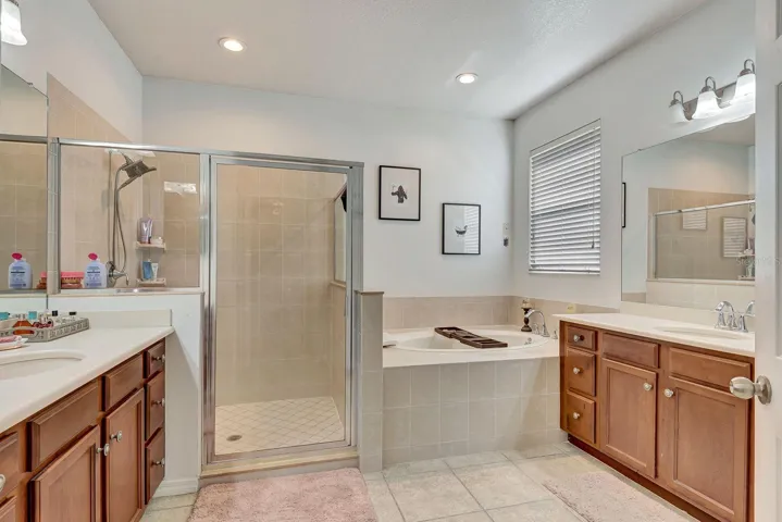 Master bath featuring two seperate sink areas.