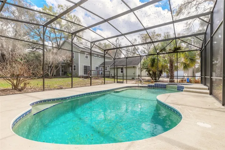 Screened pool with spa