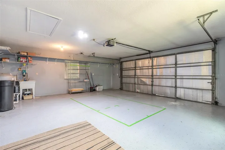 garage with epoxy flooring