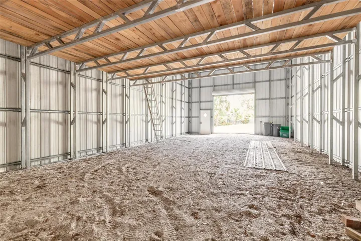 another view inside large metal garage